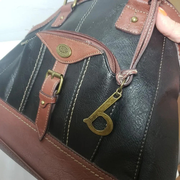 B.O.C. Born Black Shoulder Bag Purse Brown Original hardware Zipper closure - Picture 12 of 12